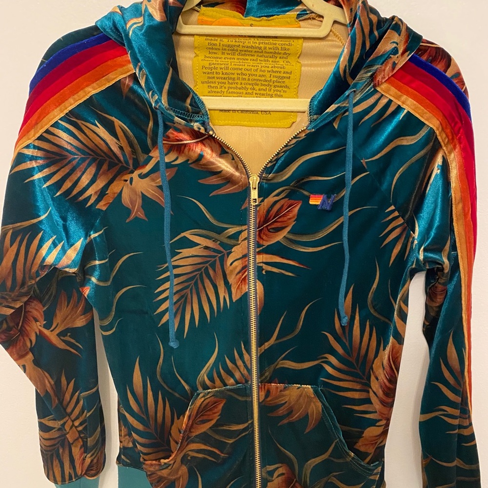 Aviator Nation Velvet Hoodie in Kauai Print, Small